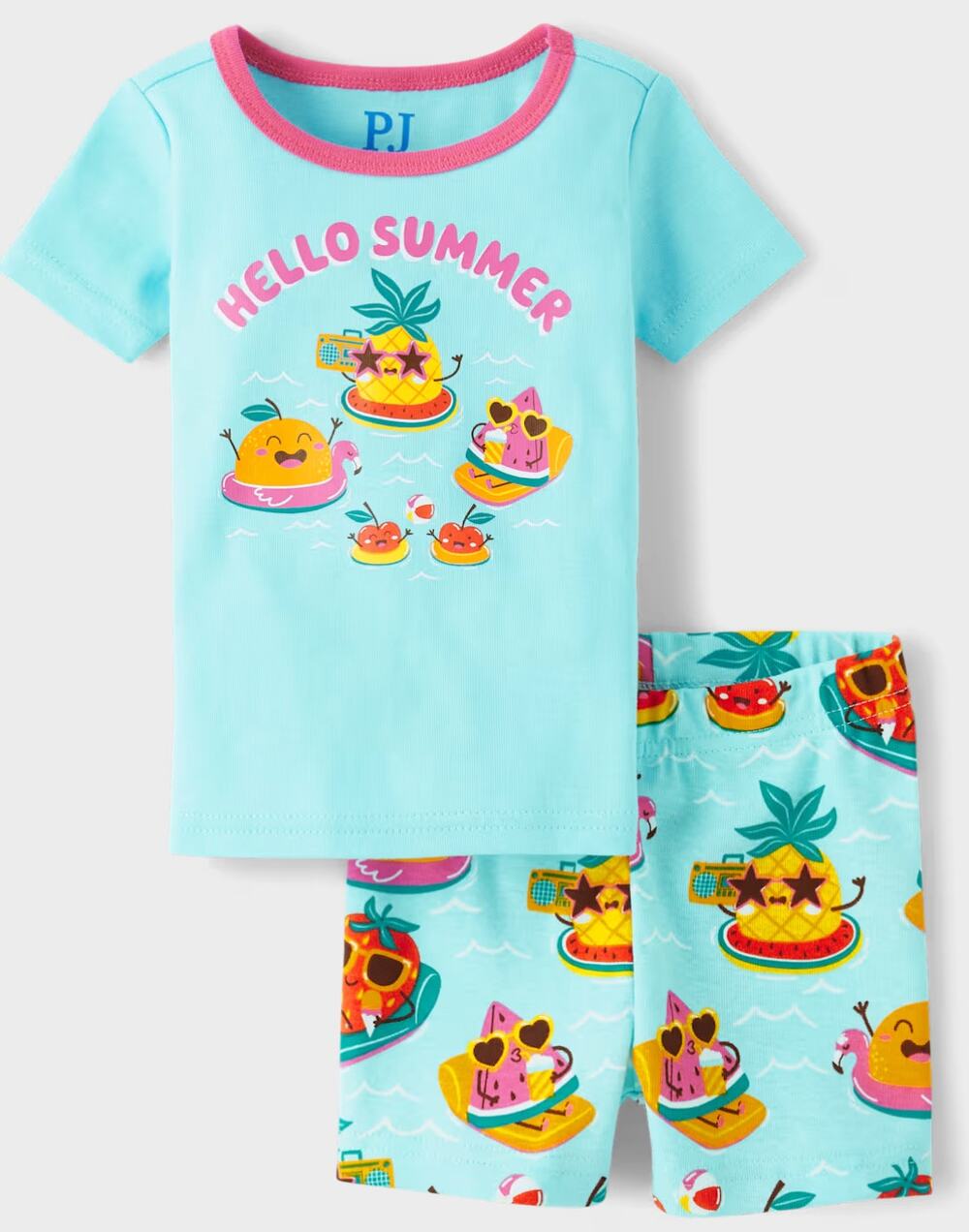 PJ Place Soft Marine Hello Summer Graphic Pajama Set 3T